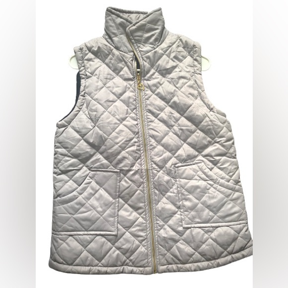 Jackets & Blazers - silver gray quilted puffer vest, womens size medium/large warm zip up